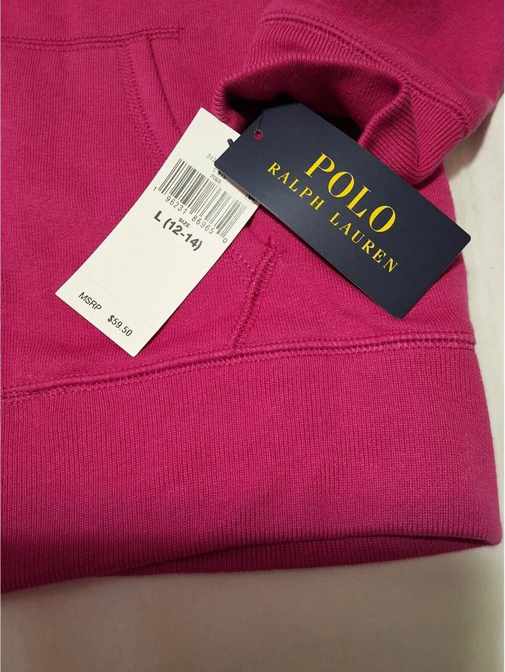 Polo Ralph Lauren Girls' Pink Full Zip Hoodie Size Large (12-14)